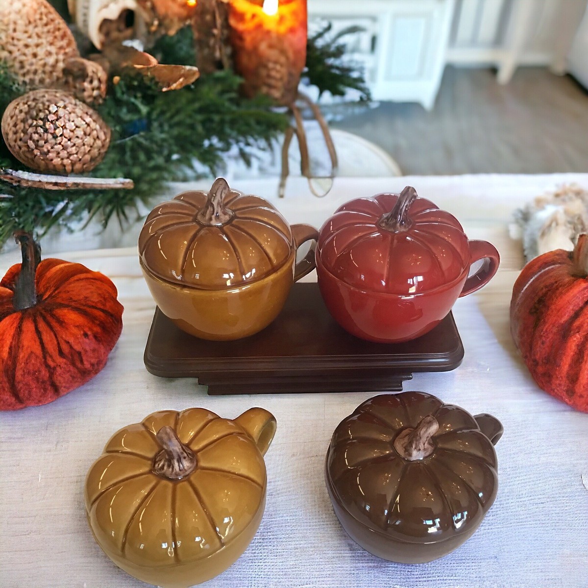 Set of 4 Williams Sonoma B. Eigen Pumpkin Soup Toureen Small Bowls