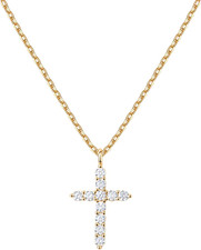 14K Gold Plated Cubic Zirconia Cross Necklace for Women  Cross Faith Pendant Ne
