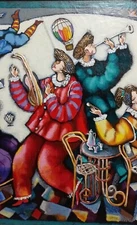 MICHAEL KACHAN "MERRY MUSIC" ORIGINAL OIL PAINTING ON CANVAS(RARE)