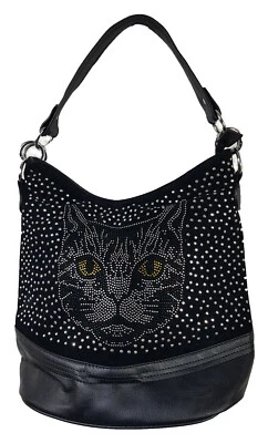 EINKAUFSZAUBER Elegante Handtasche Katze aus Strass - echte Strass-Steine - Katze Kater