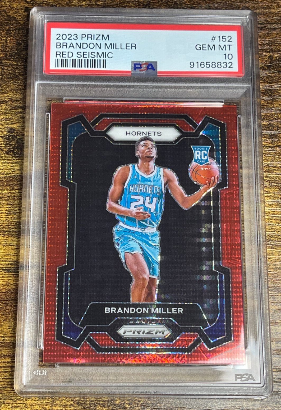 2023-24 Panini Prizm - Red Seismic Prizm #152 Brandon Miller /299 (RC) PSA 10