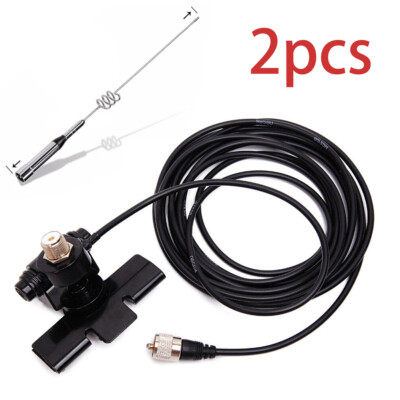 2x NL-77H 144/430MHz Dual Band Car Radio Antenna & RB-400 Base Clip 5M Cable