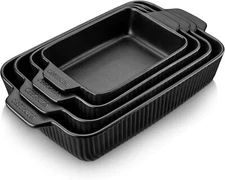 vancasso 4-Piece Stoneware Baking Dish Set Rectangular Casserole and Lasagna Pan
