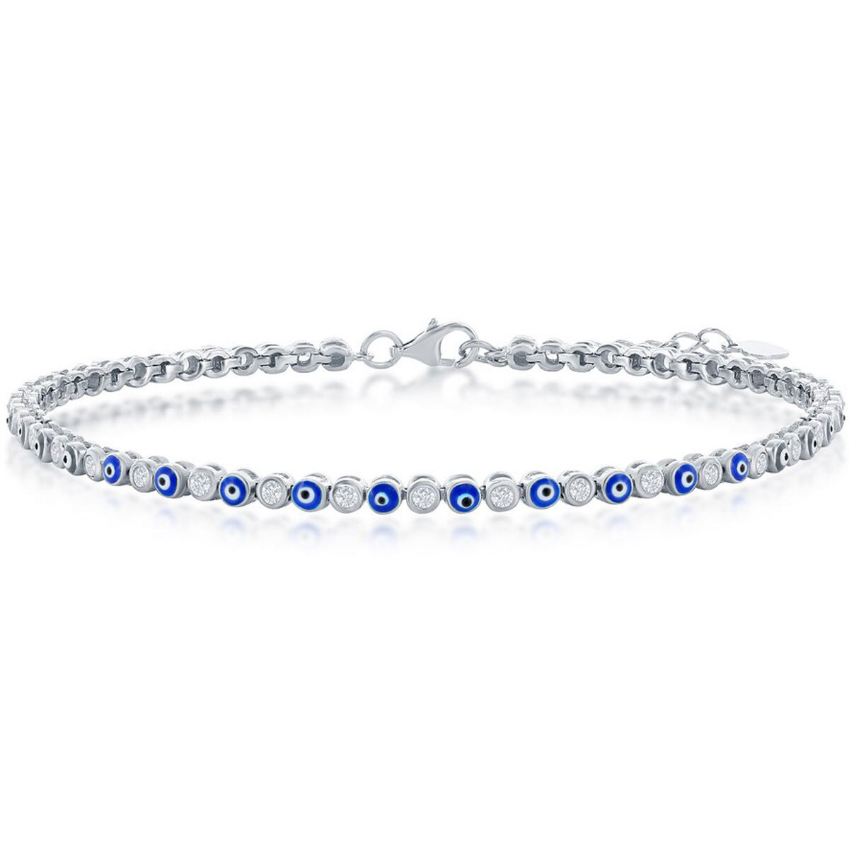 Классический женский браслет из серебра с чередующимся сглазом и белыми фианитами Tennis T-8000 10790₽