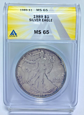 1989 $1 American Silver Eagle ANACS MS 65 Toned | eBay