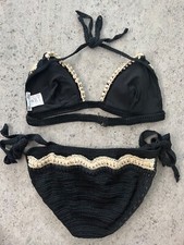 Woman's Oscar De La Renta  BLACK two Piece Swimsuit Size M RARE TAG 600 