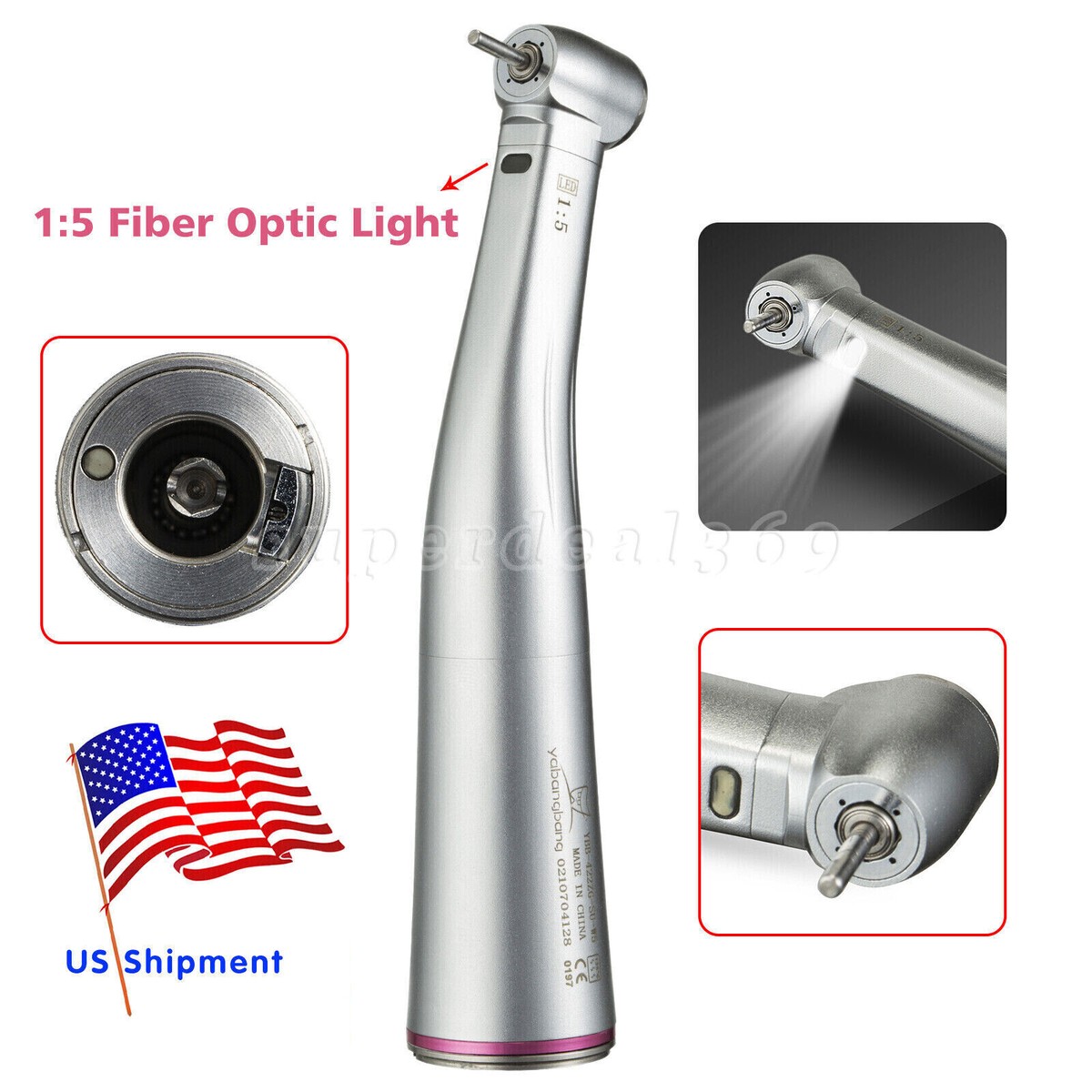 NSK Style Dental Contra Angle Low Speed Handpiece Push Button Fit FG-1.6mm Grip