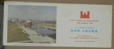 Late 1960's Promotional Brochure and Map of Soo Locks, Detroit, Michigan