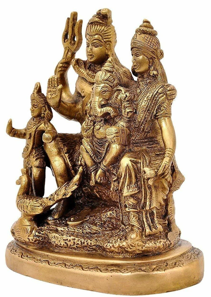 Estatuilla de latón Shiva Parvati Ganesha Parivar familia Murti ídolo estatuilla escultura Foto 2 de 4