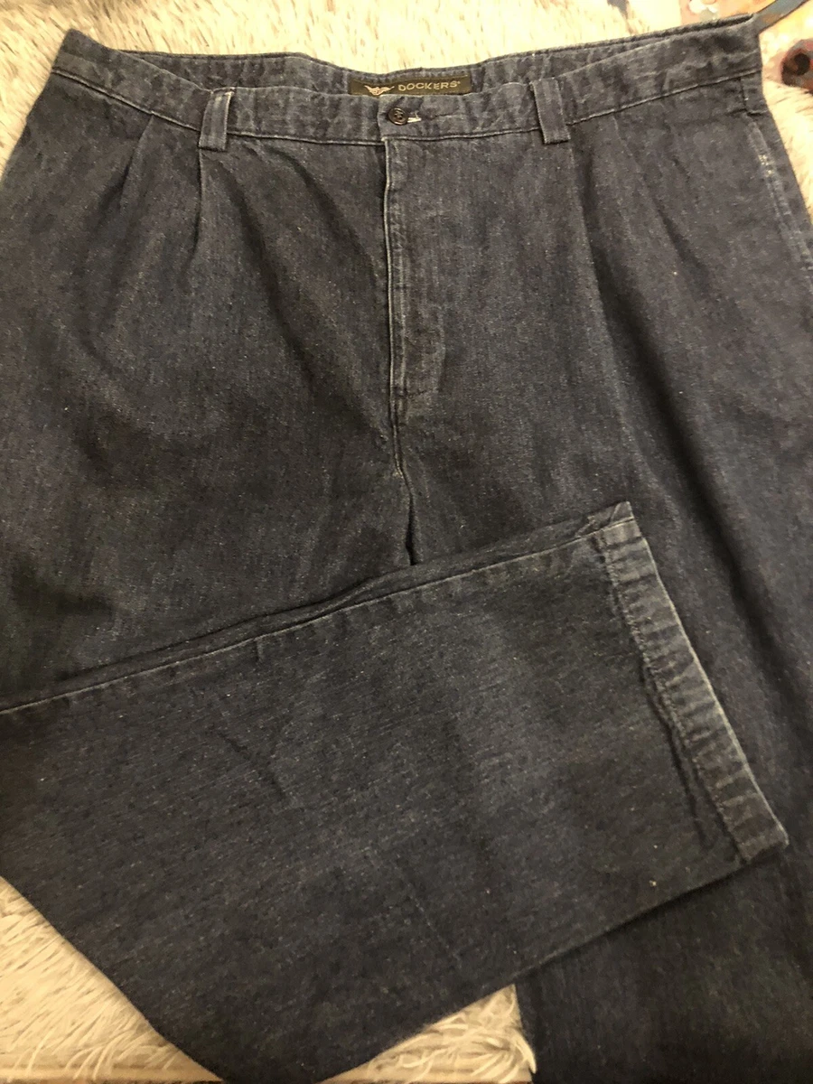 Vtg 80s 90s Mens Levis Dockers Pleated Denim Pants Blue Size 42x30 Dad Jeans