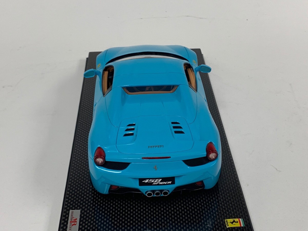 1/18 MR Collection Ferrari 458 Spider Hard Top Baby Blue Carbon