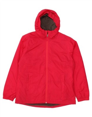 L.L.BEAN Damen Regenjacke mit Kapuze UK 14 Medium rot Nylon FA10