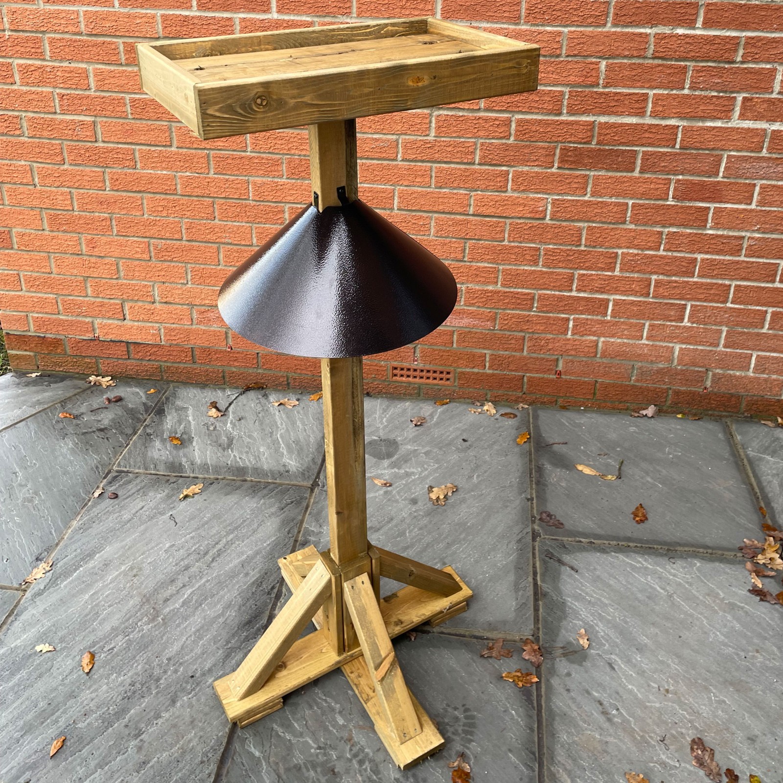 Wooden Garden Bird Table with Squirrel Metal Baffle Guard Heavy Duty