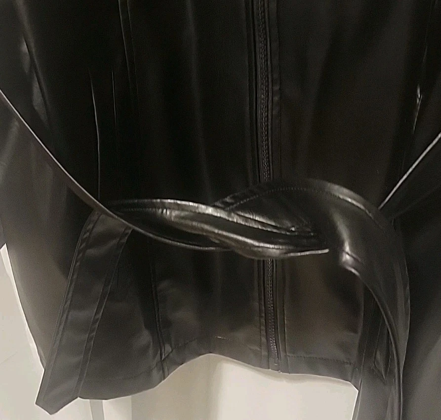 Chaqueta Negra De Colección Estilo Matrix Mangas Largas con Cremallera Talla 18 Cinturón Foto 3 de 4