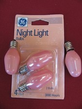 Vintage GE Pink 4 Watt C7 Light Bulbs Set of 4