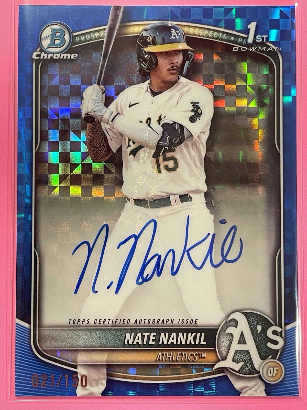 2025 Bowman Chrome Nate Nankil Prospect Auto Blue X-Fractor /150 #CPA-NN