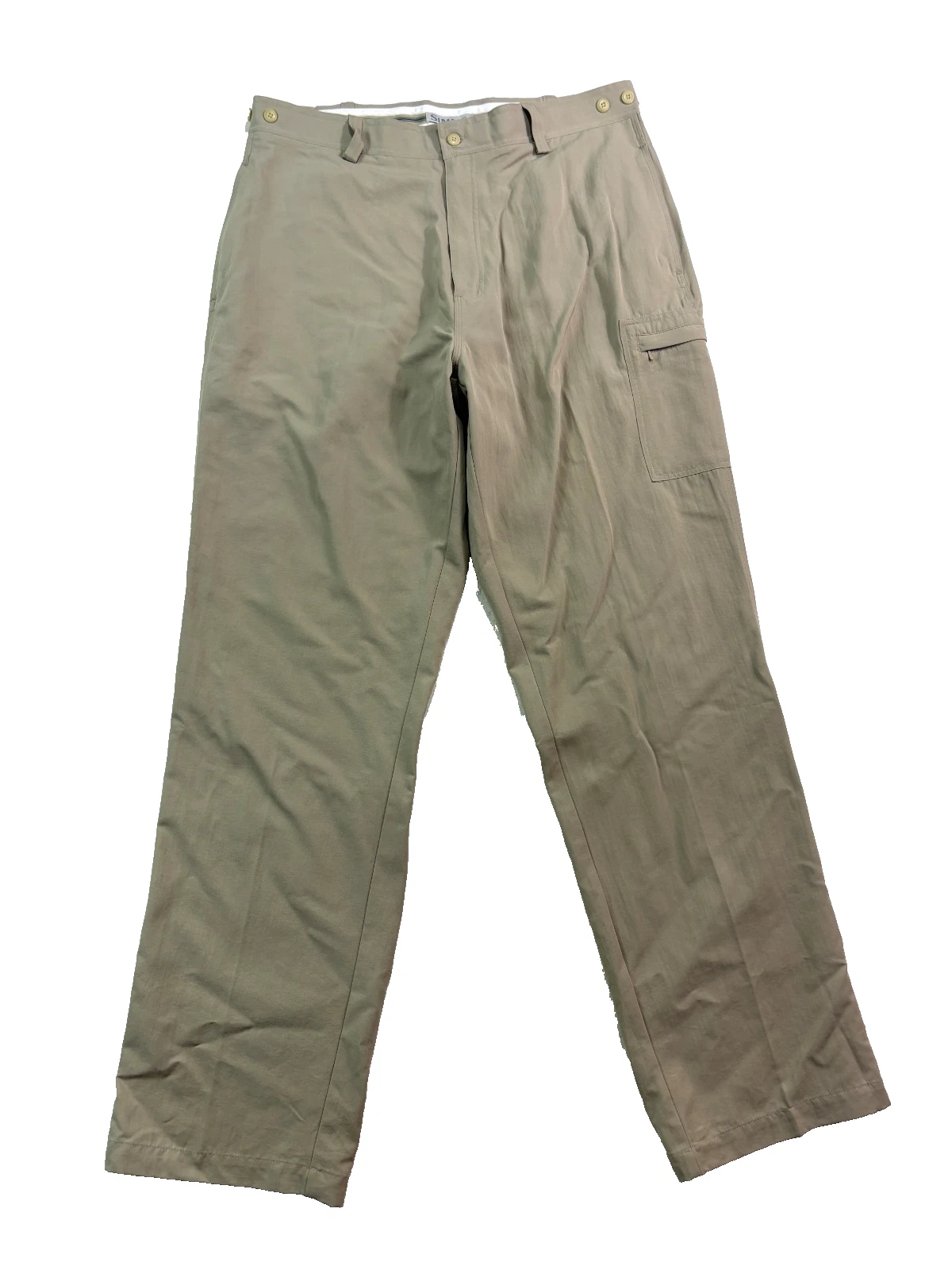 Simms XL 38x34 Beige Nylon Cargo Performance Chino Pants Waffle Lined Fishing