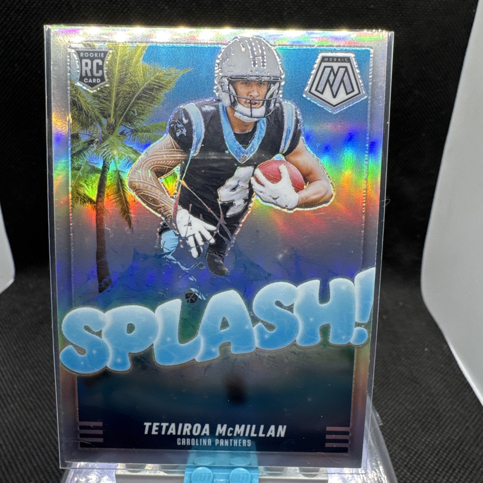 2025 Panini Mosaic Tetairoa McMillan Rookie Silver Prizm Splash! #18 Panthers