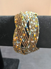 Unique Fashion Statement Multi-Colored Beaded  Multi Strand Cuff Bracelet