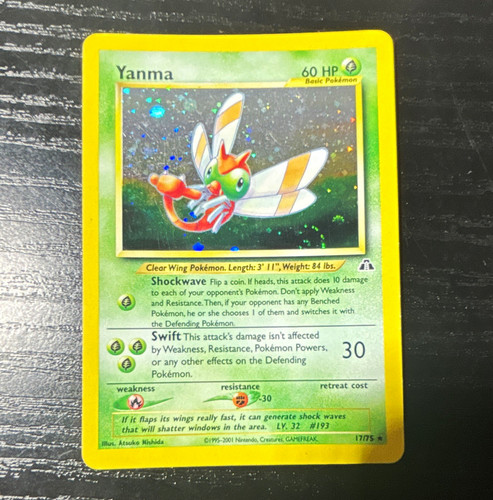 Yanma 17/75 Neo Discovery Holo Rare 2001 Pokemon WOTC Unlimited LP
