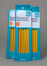 Pen Gear 2 HB Yellow Wood Pencils, Unsharpened, 3 Packs Of 8 Count