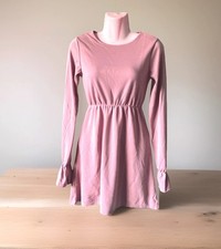 Ladies Collective Dusky Pink Dress Fit & Flare Elastic Waist L/S Size 10 BNWT
