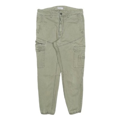 PULL & BEAR Damen Cargo-Hosen Slim Baumwollmix Grün W32 L27