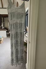 Zara Silver Open Work MIDI Dress S Rrp £49.99