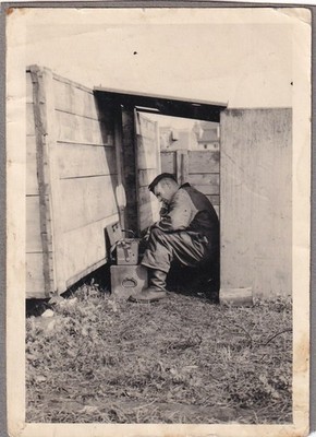Foto auf Pappe - Soldat mit Technik - 2.WK