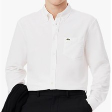 Lacoste Men's Long Sleeve Regular Fit Oxford Button Down Shirt White S