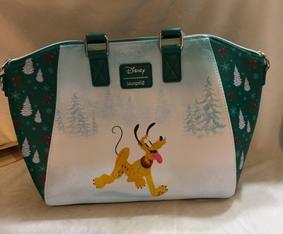 Disney Loungefly Snowman Purse Featuring Mickey Minnie Pluto In Christmas Design