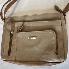 MultiSac Zippy Triple Compartment Two Tone Tan Adjustable Crossbody Bag
