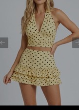 Polka Dot Crop Top And Frill Skirt Co Ord Set