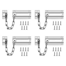 4 Pack Door Chain Lock, Silver Door Guard, Premium Chain Door Lock, 9 Links C...