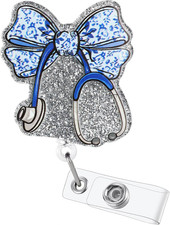 Cute Nurse Badge Reel - Retractable Badge Holder with Alligator Clip, ID Name Ba