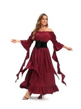 Renaissance Witch Vampire Pirate Costume Dress for Women 2XLarge/3XLarge Red