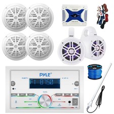 Pyle Marine Receiver, 4x 6.5'' Speakers, Bluetooth Amplifier, Accessories