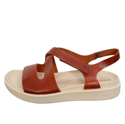 Ecco Damen Sandale fließend Leder cognac Sommer bequem offene Zehenpartie Gr. UK 4,5 / EU 37