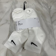        Nike 6 Pack Everyday Cushioned Ankle Socks White Size Lg DRY-FIT NEW 