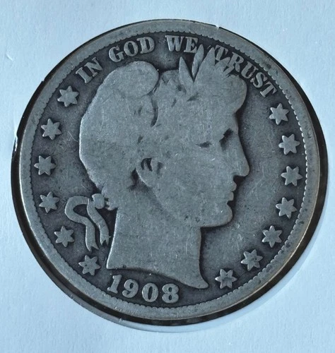 1908-O Barber Half Dollar Silver Coin 50C Circulated New Orleans Mint (54)