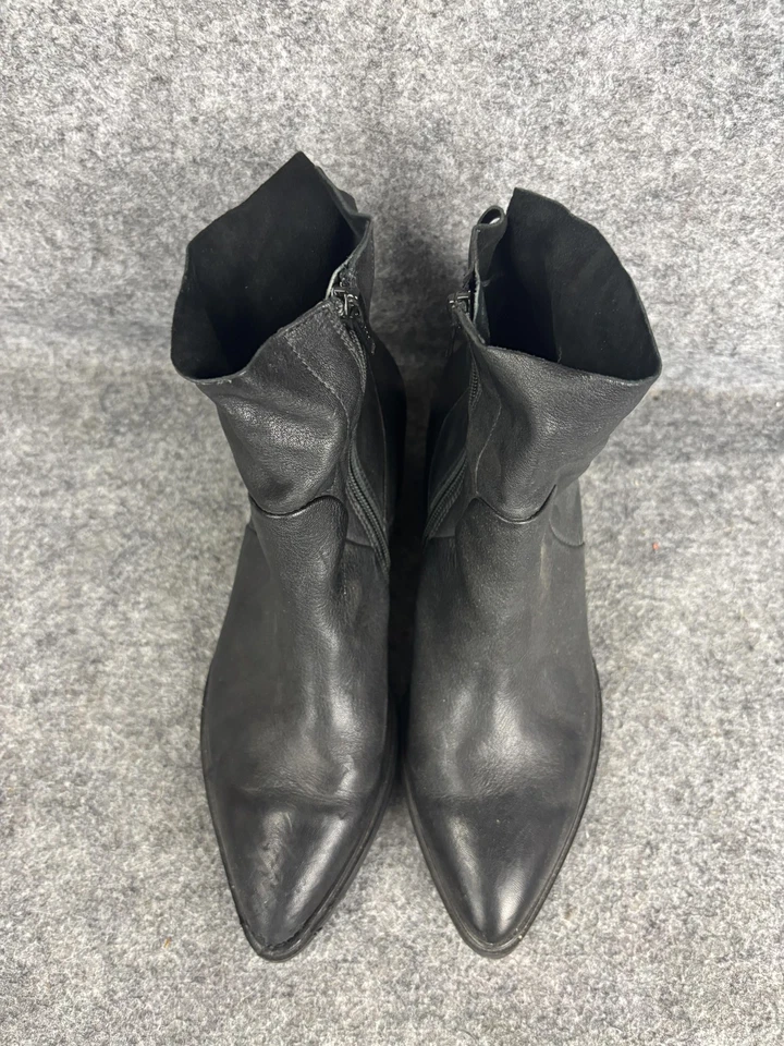 Женские сапоги Paul Green размер UK 3,5 черные кожаные на лодыжке сбоку на молнии с заостренным носком - Изображение 3 из 4