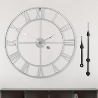 Wanduhr Vintage 60 Cm Metall Batteriebetrieben RöMische Ziffern Wohnzimmer Dek