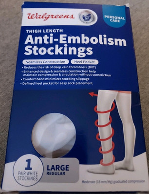 Walgreens Thigh Length Anti-Embolism Stockings White Large New in Box