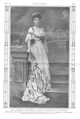 Mrs. Cornelius Vanderbilt, A Society Leader, At Newport - 1902 Historical Print