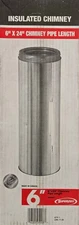 SuperVent 6" x 24" Insulated Double Wall Stainless Steel Chimney Pipe - JSC6SA2