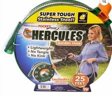 Hercules Stainless Steel Hose 25FT Heavy Duty NoKink Reel As Seen On TV NEW