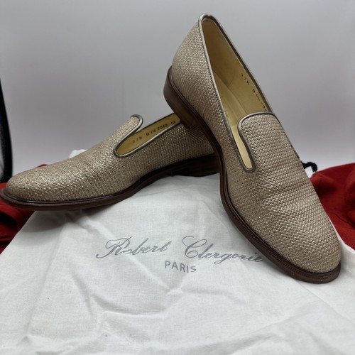 Robert Clergerie Gold Woven Loafers.Sz 37 1/2 B/ 7.5. Dust Bag. France.