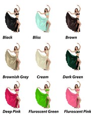 Panel Skirt Belly Dance Satin Casual Party Wear Costumes Side Cut Slit Skirt S2