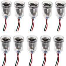 10 Pack LED Screw-Mount E10 Small Bulbs Holder with Wire Socket for Home... 
