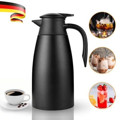 Isolierkanne 2 Liter Thermo Kaffekanne Thermoskanne Heiß, Kalt Edelstahl -
